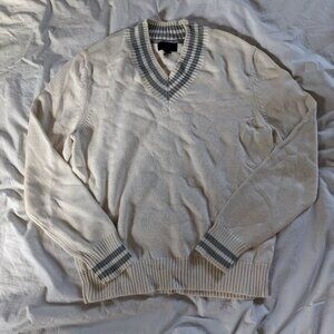 BR Monogram V-Neck Cream Sweater, Size S